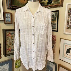 Anthropologie Pilcro & The Letterpress Womens White Long Sleeve Button-Up Shirt